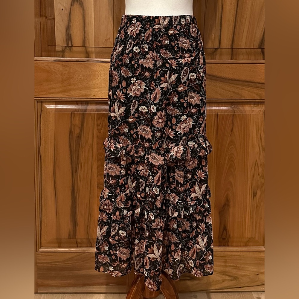 Madewell - Tiered Ruffle Maxi Skirt - Woven w/ Metallic Gold/Rose Gold Thread XS
